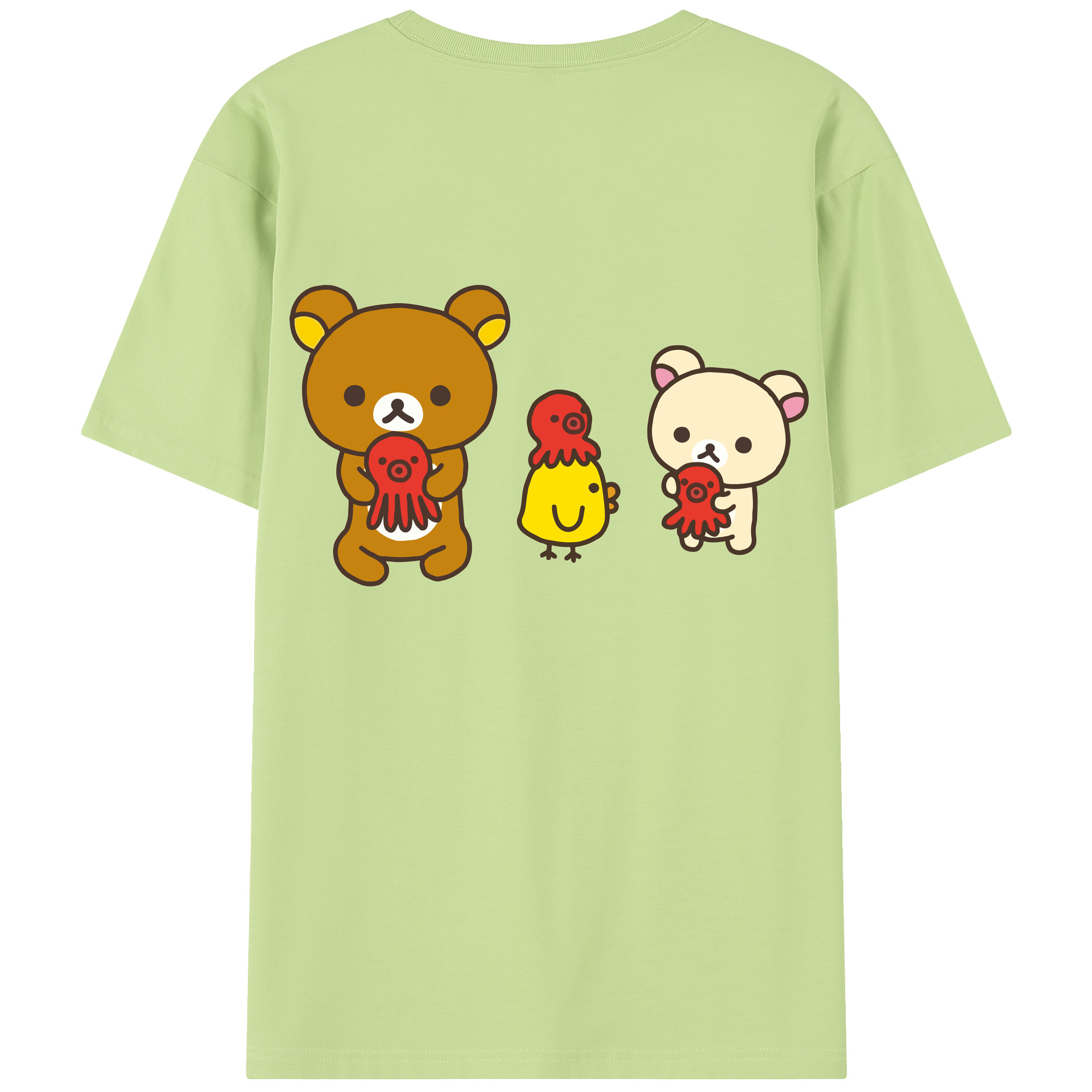 （画像用） リラックマ リラックマ キイロイトリ Rilakkuma Korilakkuma Kiiroitori 綿100％半袖Tシャツ（背面プリント）